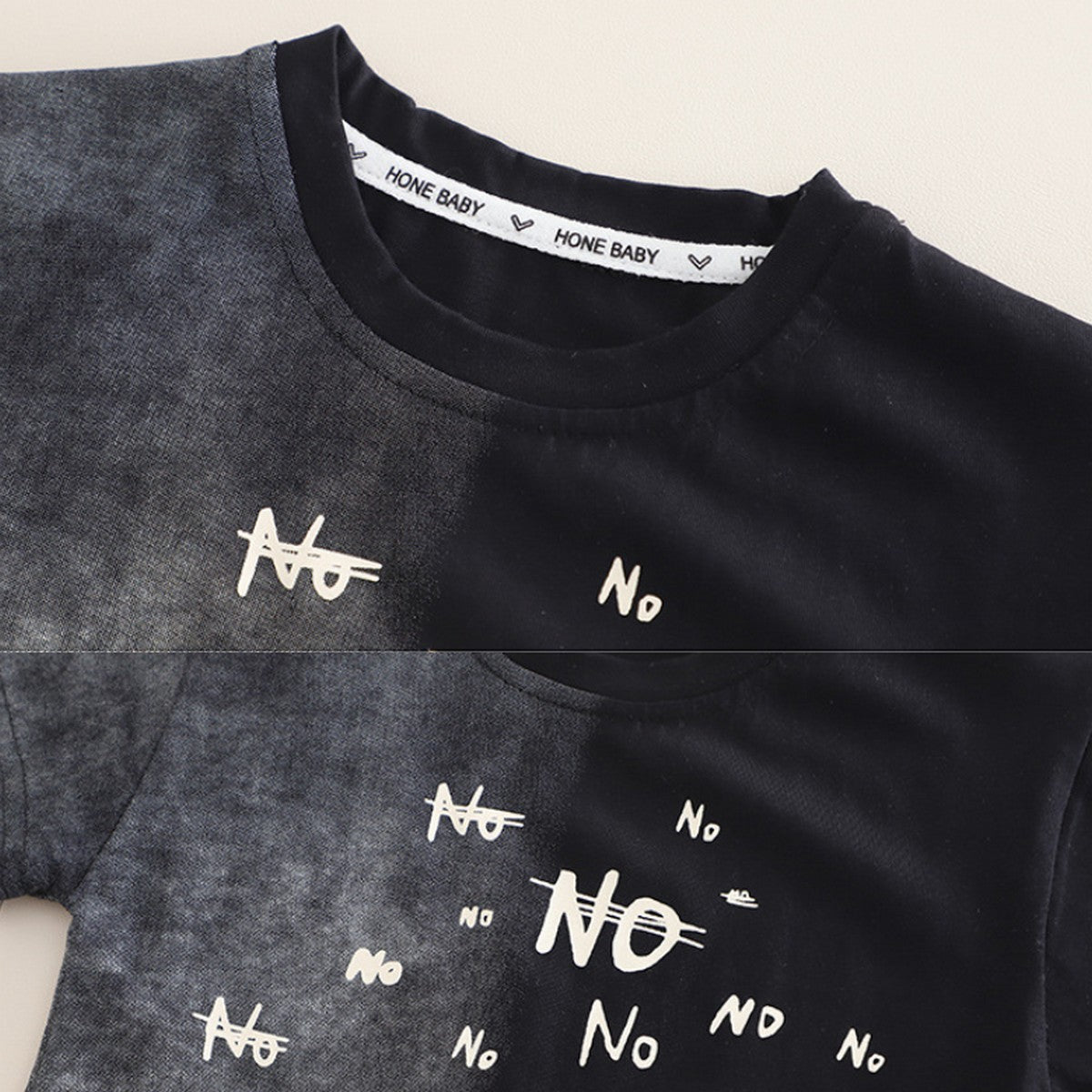 1-5 Yaş No Yazılı Tişört ve Kot Şort Erkek Çocuk Takımı