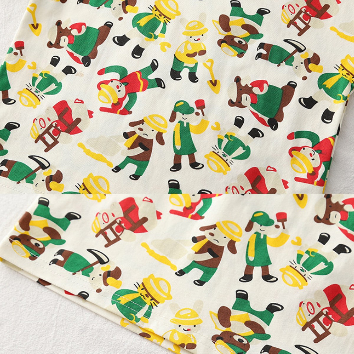 1-5 Yaş Renkli Kovboy Desenli Tişört ve Geniş Paça Kot Şort Takım