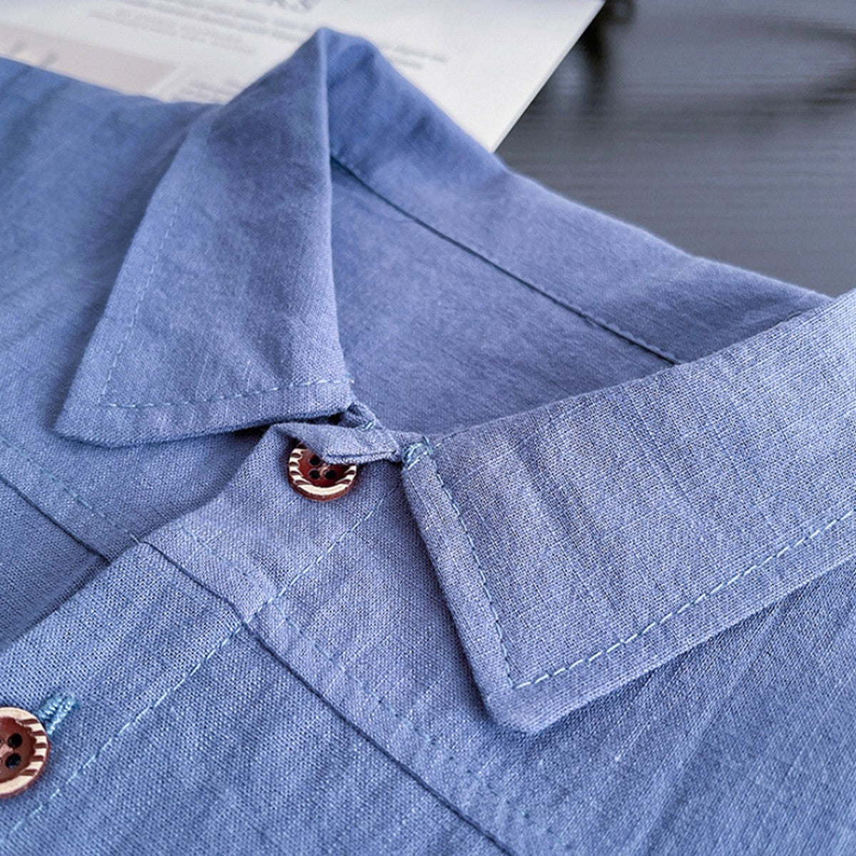 1-5 Yaş Düğmeli Gömlek ve Çizgili Şort Takımı – Mavi Tonlar