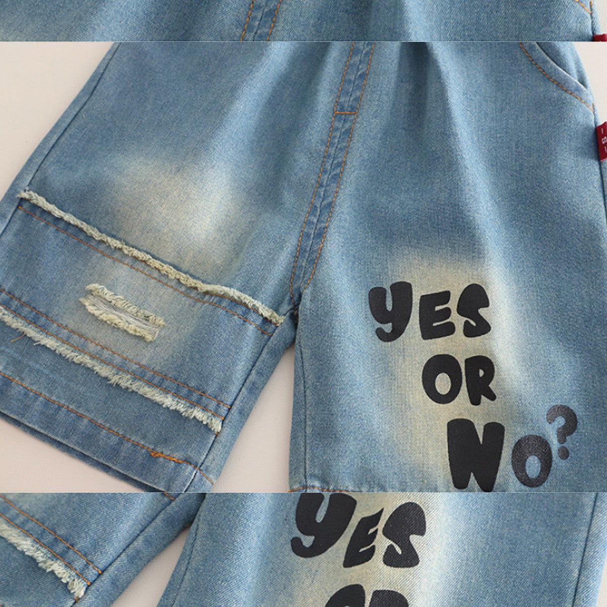 1-5 Yaş No Yazılı Tişört ve Kot Şort Erkek Çocuk Takımı