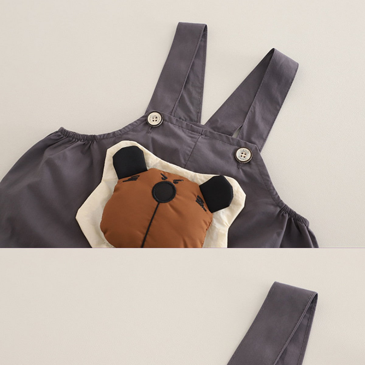 1-5 Yaş Leopar Desenli Tişört ve 3D Ayıcık Salopet Takımı