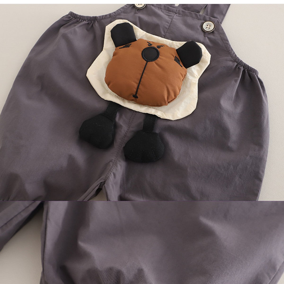 1-5 Yaş Leopar Desenli Tişört ve 3D Ayıcık Salopet Takımı