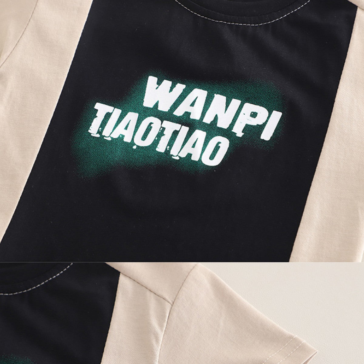 1-5 Yaş Siyah Bej Tişört ve Kot Şort Erkek Çocuk Takımı