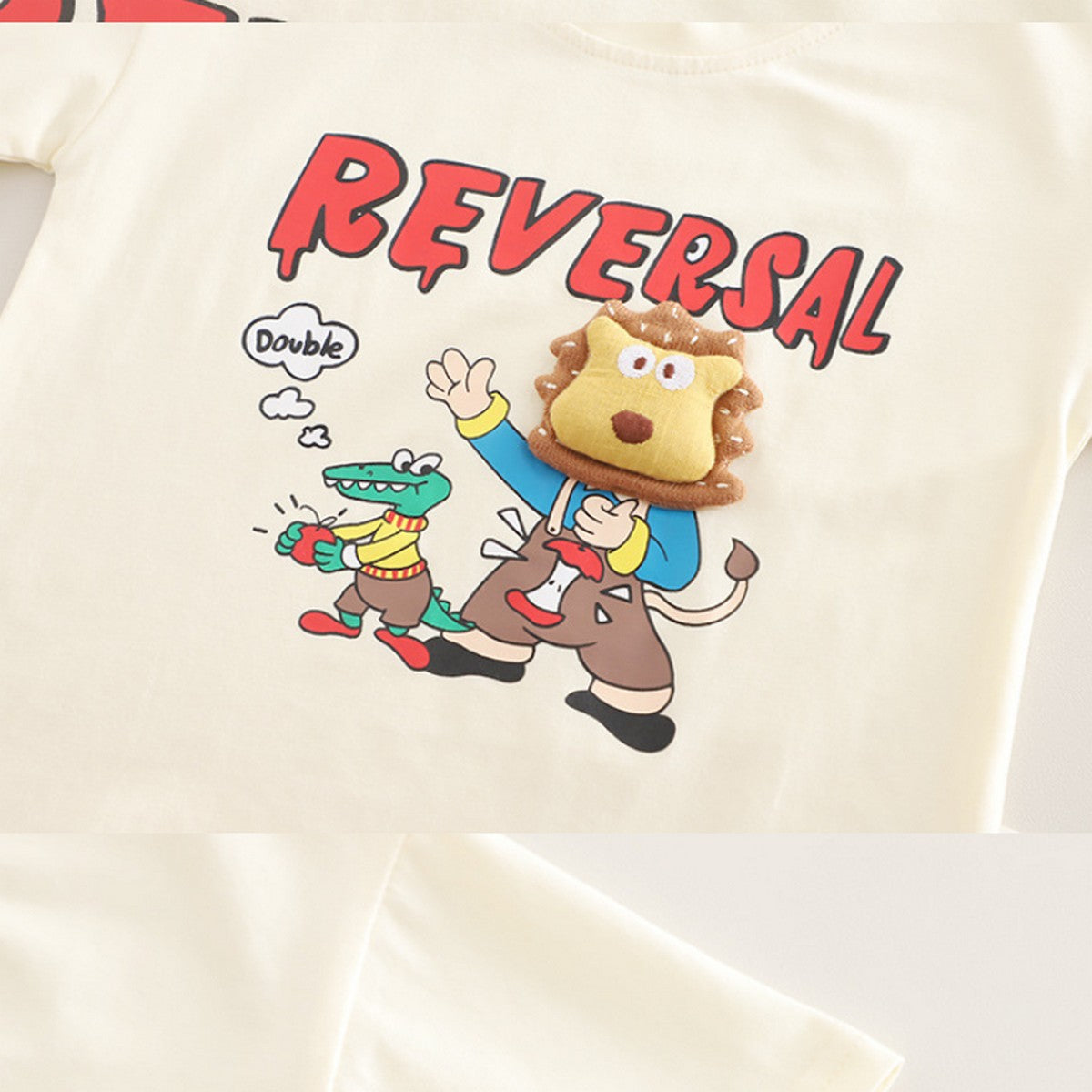 1-5 Yaş Reversal Baskılı Sarı Tişört ve Kot Şort Takımı