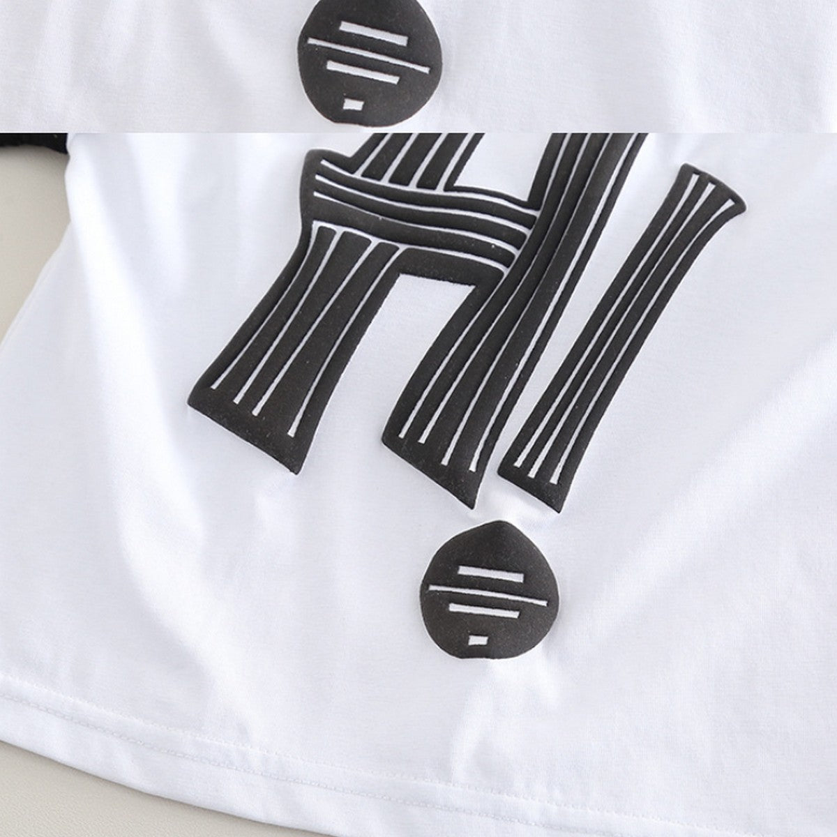 1-5 Yaş Siyah Beyaz HI Baskılı Tişört ve Cepli Pantolon Takımı