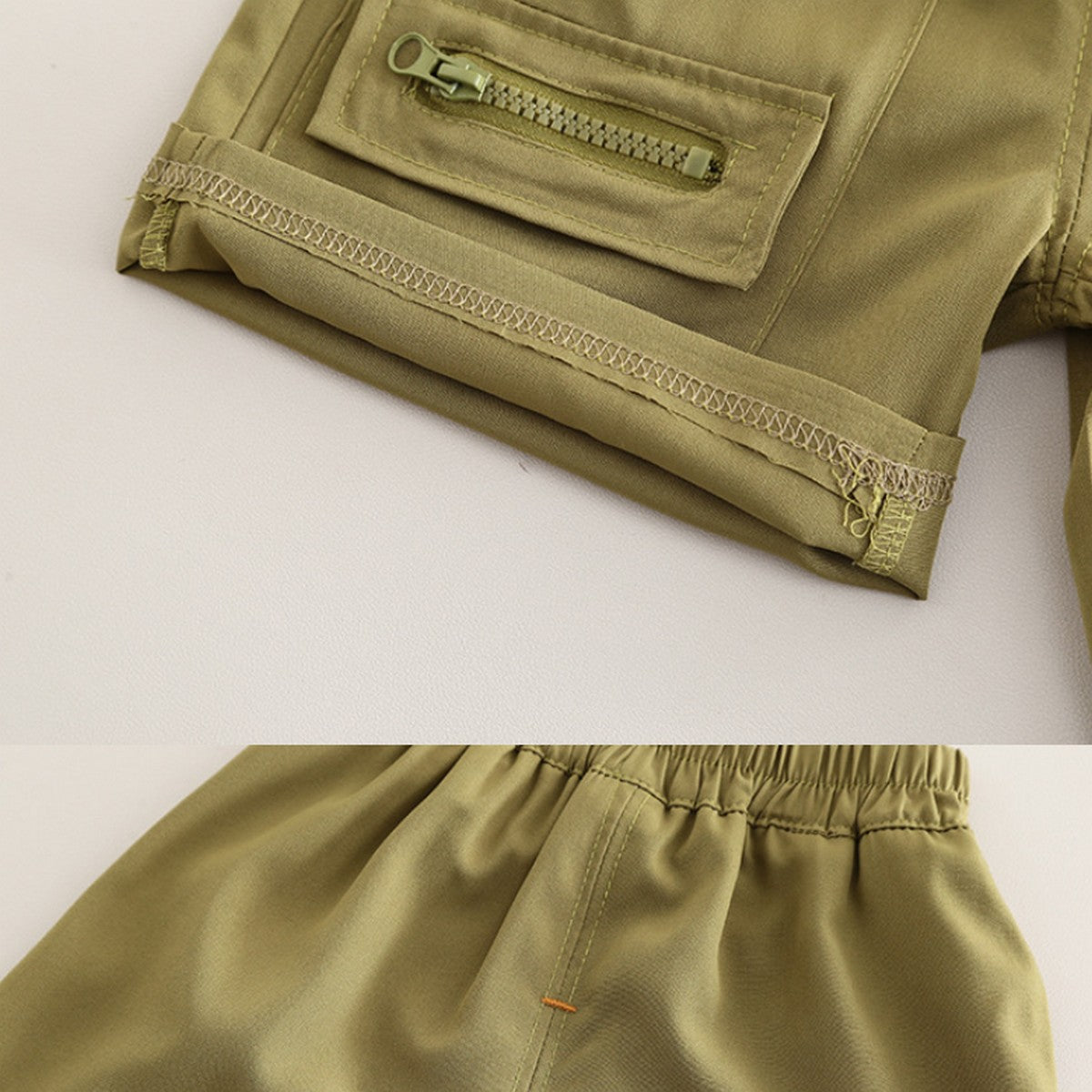 Fermuarlı Cepli Haki Şortlu Erkek Çocuk Takımı 1-5 Yaş