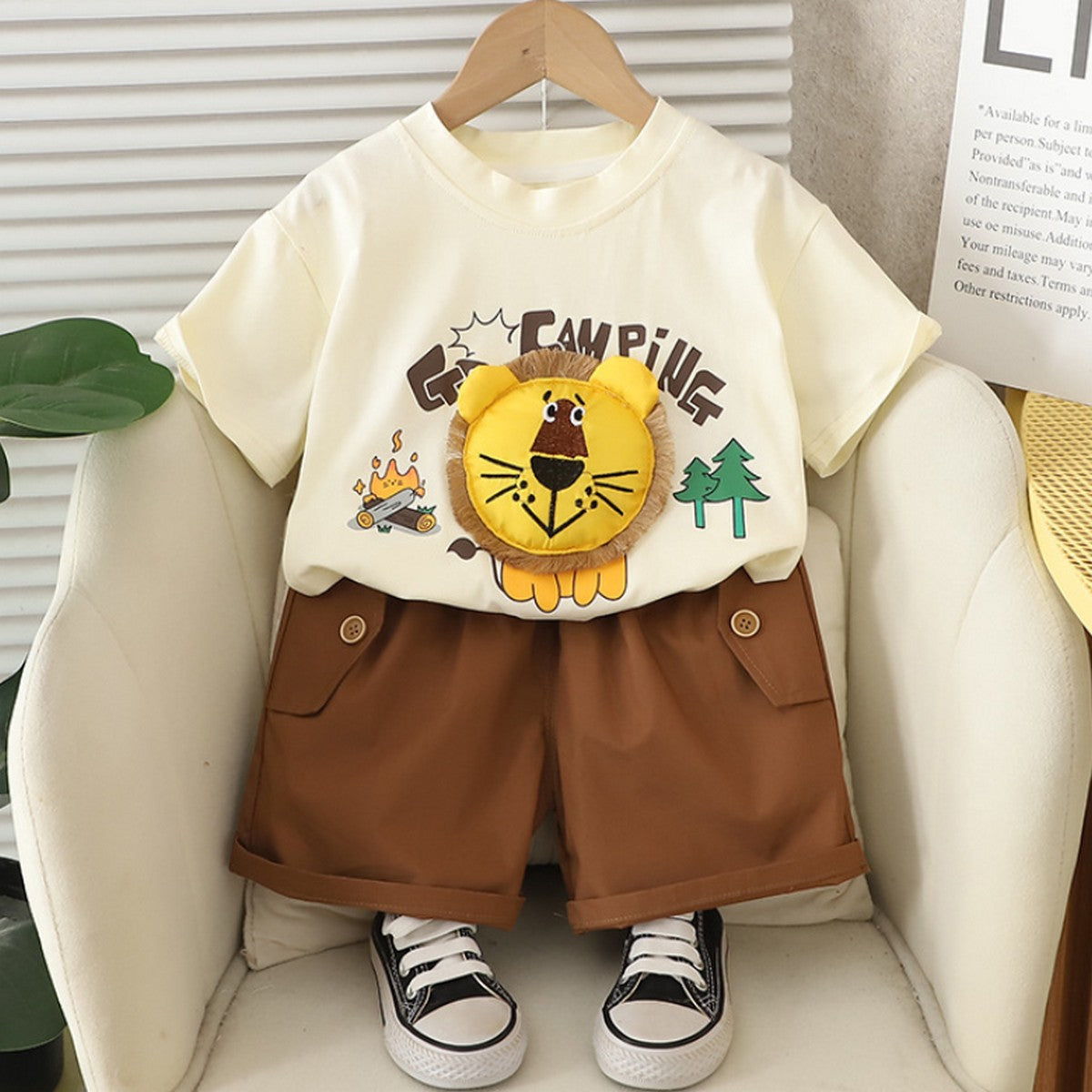 1-5 Yaş Aslan Baskılı Kamp Temalı Erkek Çocuk Takımı