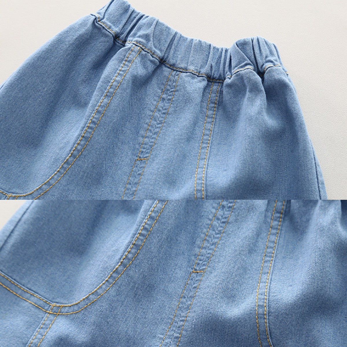 Dik Yaka Çizgili Gömlek ve Kot Şortlu Erkek Çocuk Takımı 1-5 Yaş