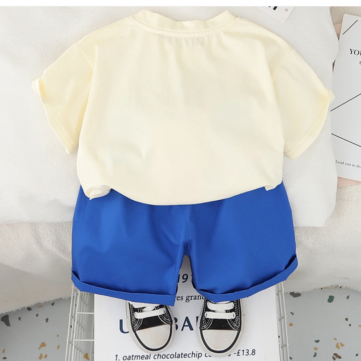 1-5 Yaş Mavi Şortlu Aslanlı Kamp Temalı Erkek Çocuk Takımı