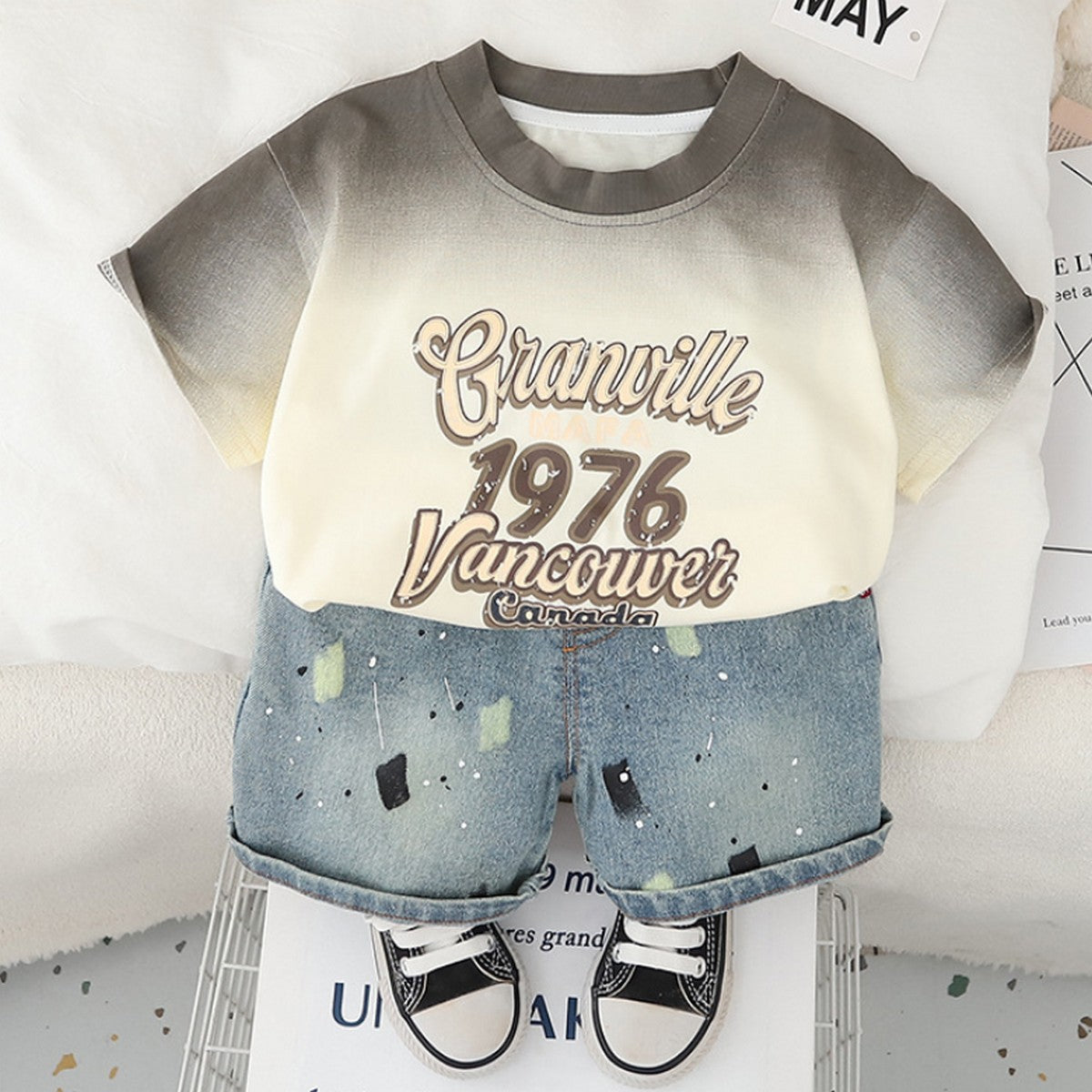 1-5 Yaş Vancouver 1976 Baskılı Tişört ve Kot Şort Takımı