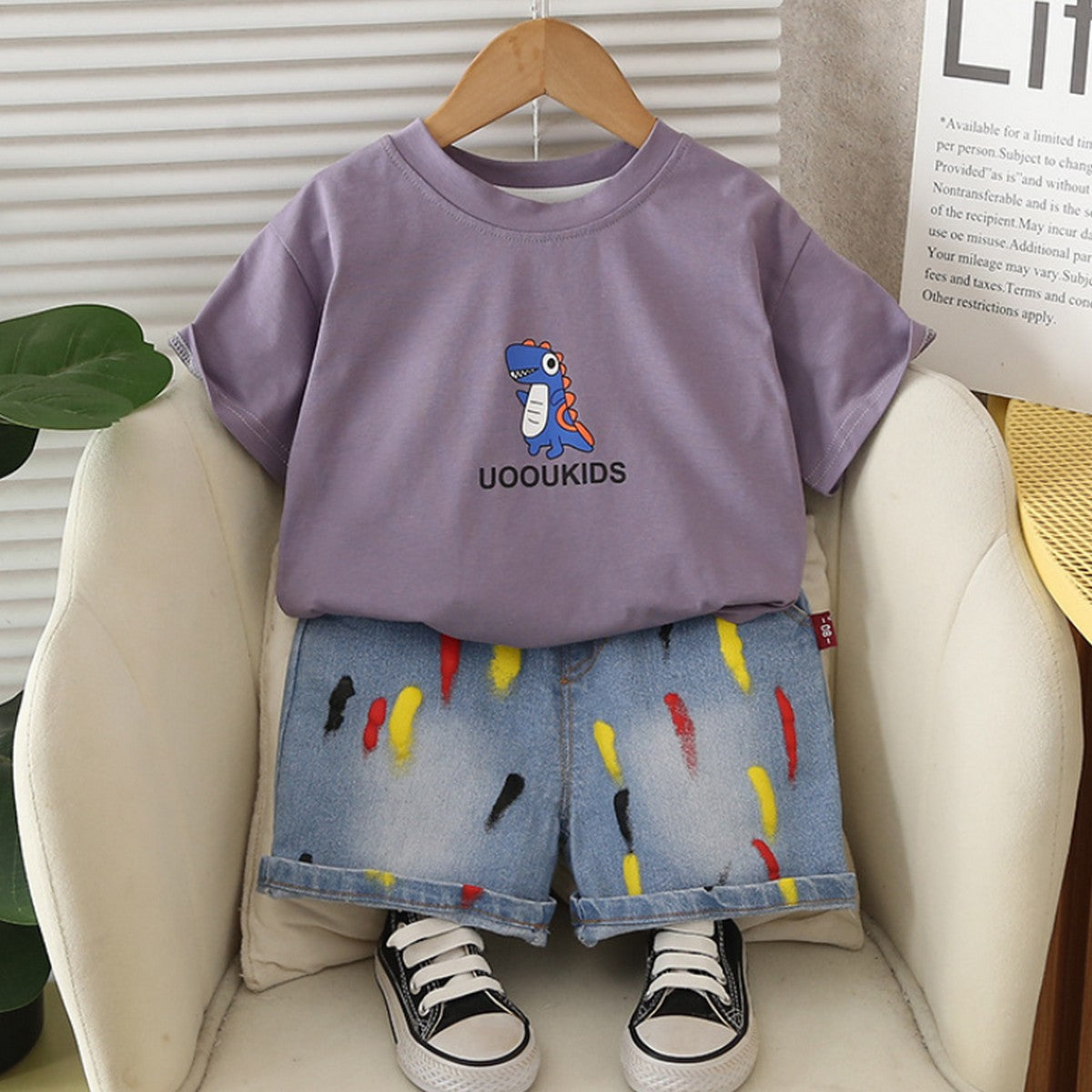 1-5 Yaş Dinozor Baskılı Erkek Çocuk Takımı