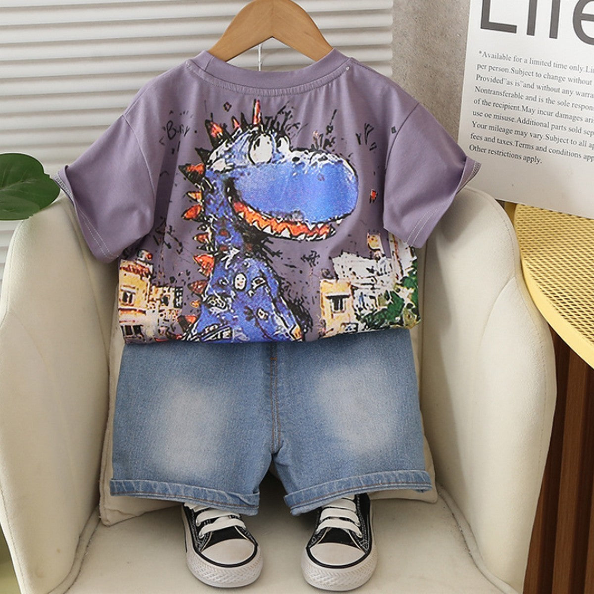 1-5 Yaş Dinozor Baskılı Erkek Çocuk Takımı