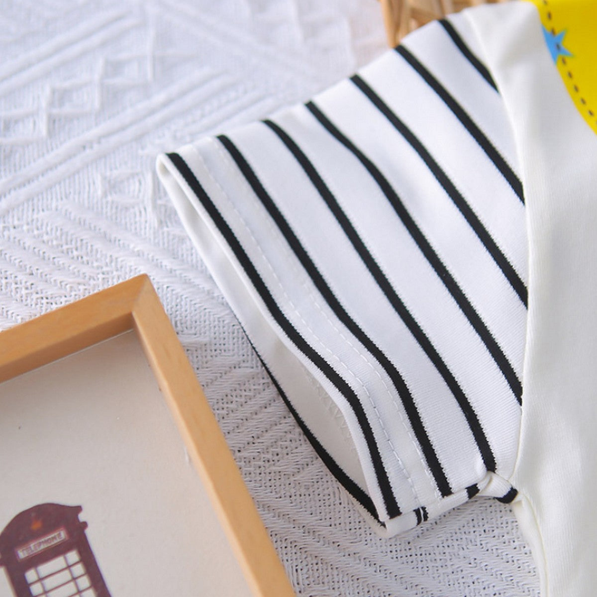 1-5 Yaş Askı Desenli Ayıcık Baskılı Çizgili Erkek Çocuk Takımı