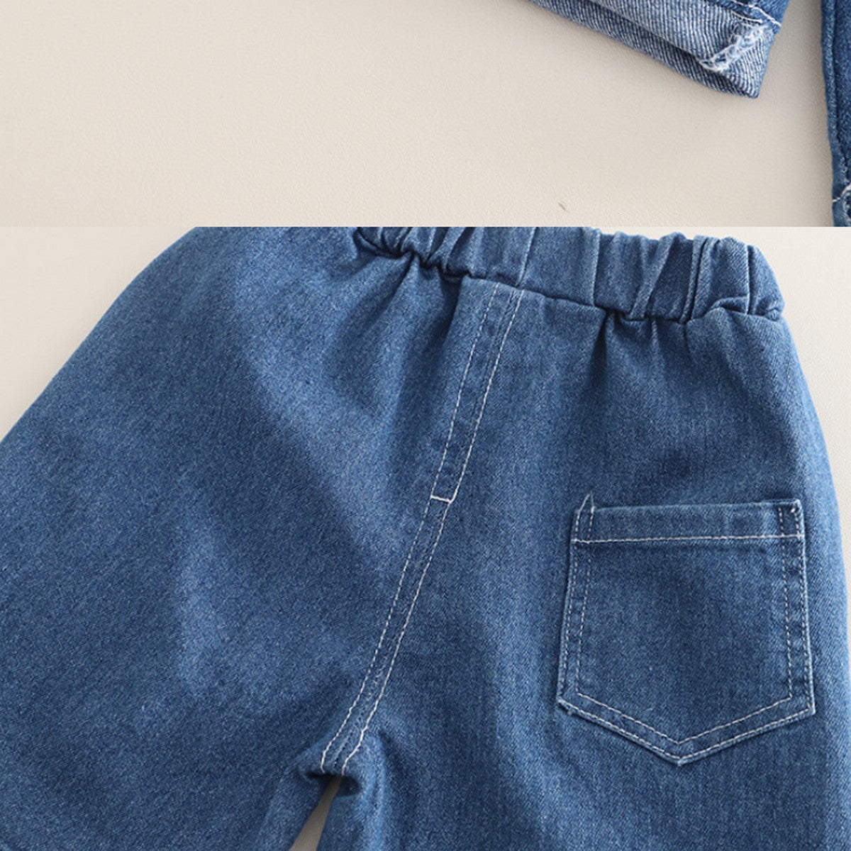 İş Makinesi ve Dinozor Desenli Erkek Çocuk Takımı – 1-5 Yaş Yazlık Denim Şortlu