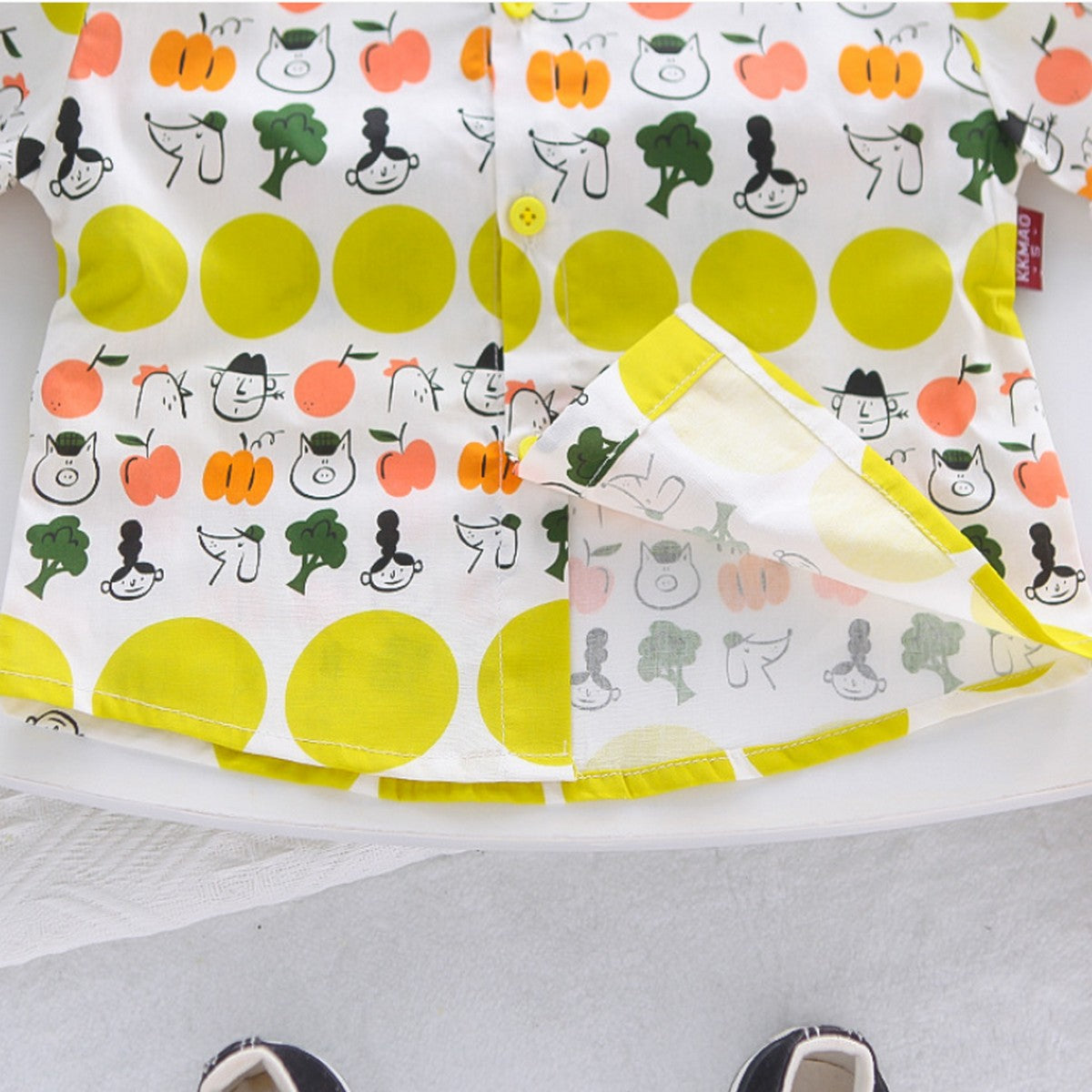 1-5 Yaş Renkli Kravatlı Meyve Desenli Erkek Çocuk Takımı