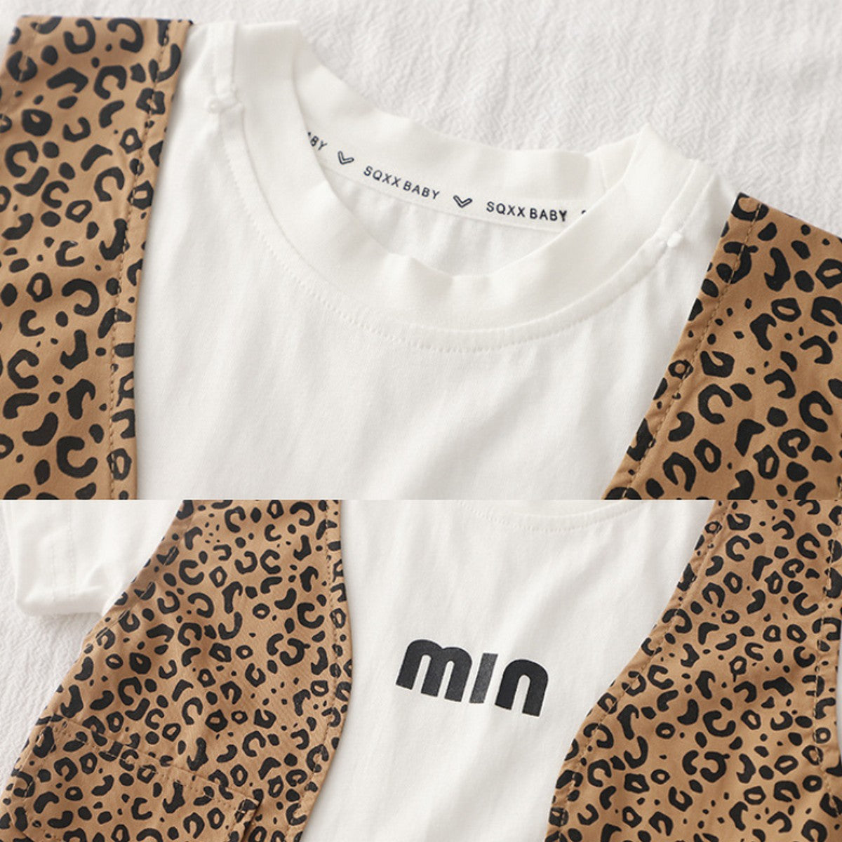 1-5 Yaş Kahverengi Leopar Desenli Yelekli Erkek Çocuk Takımı