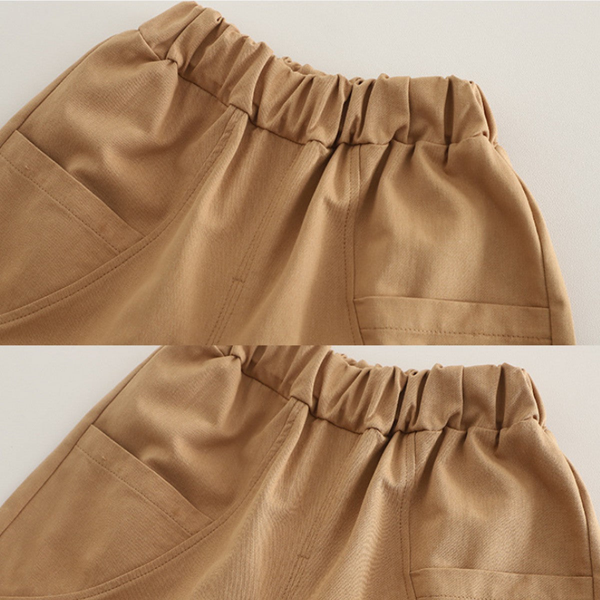 1-5 Yaş Cep Çantalı Tişört ve Karamel Şort Takımı