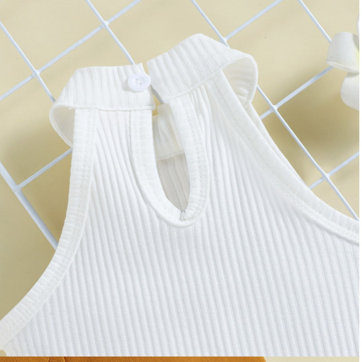 1-6 Yaş Kız Çocuk Beyaz Atlet ve Kemerli Şort Takımı | Yazlık İkili Kombin