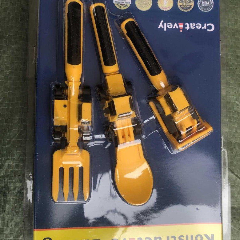 1-6 Yaş İnşaat Temalı Tabak ve Kaşık Seti – Eğlenceli Öğünler İçin