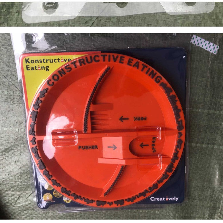 1-6 Yaş İnşaat Temalı Tabak ve Kaşık Seti – Eğlenceli Öğünler İçin