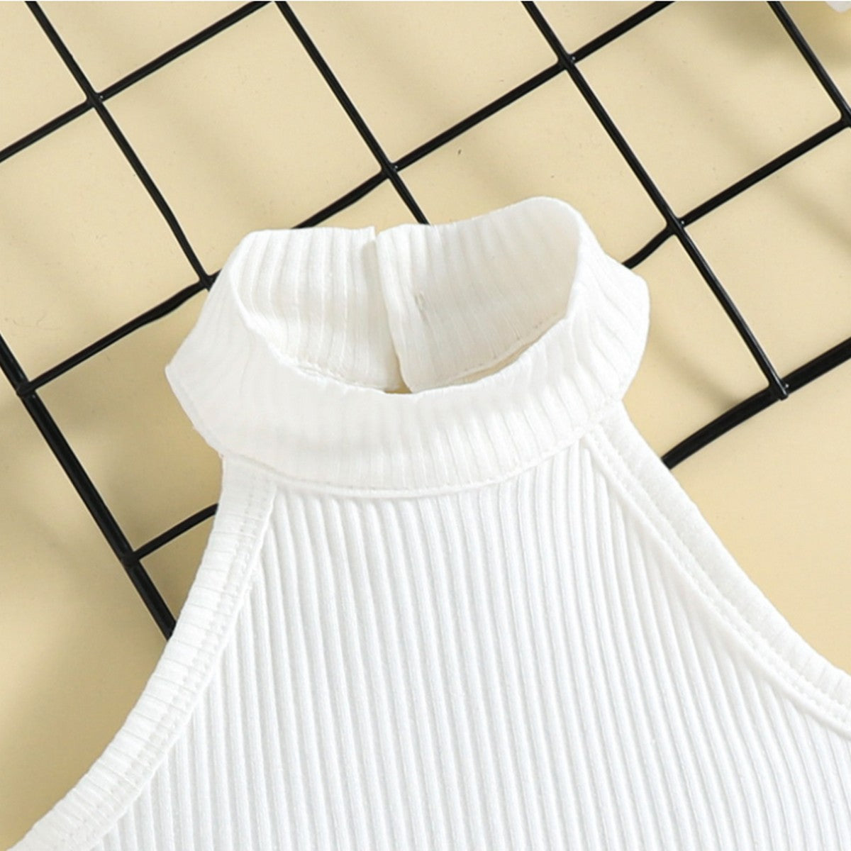 1-5 Yaş Kız Çocuk Beyaz Atlet ve Pembe Şort Takımı | Bel Çantalı Yaz Kombini