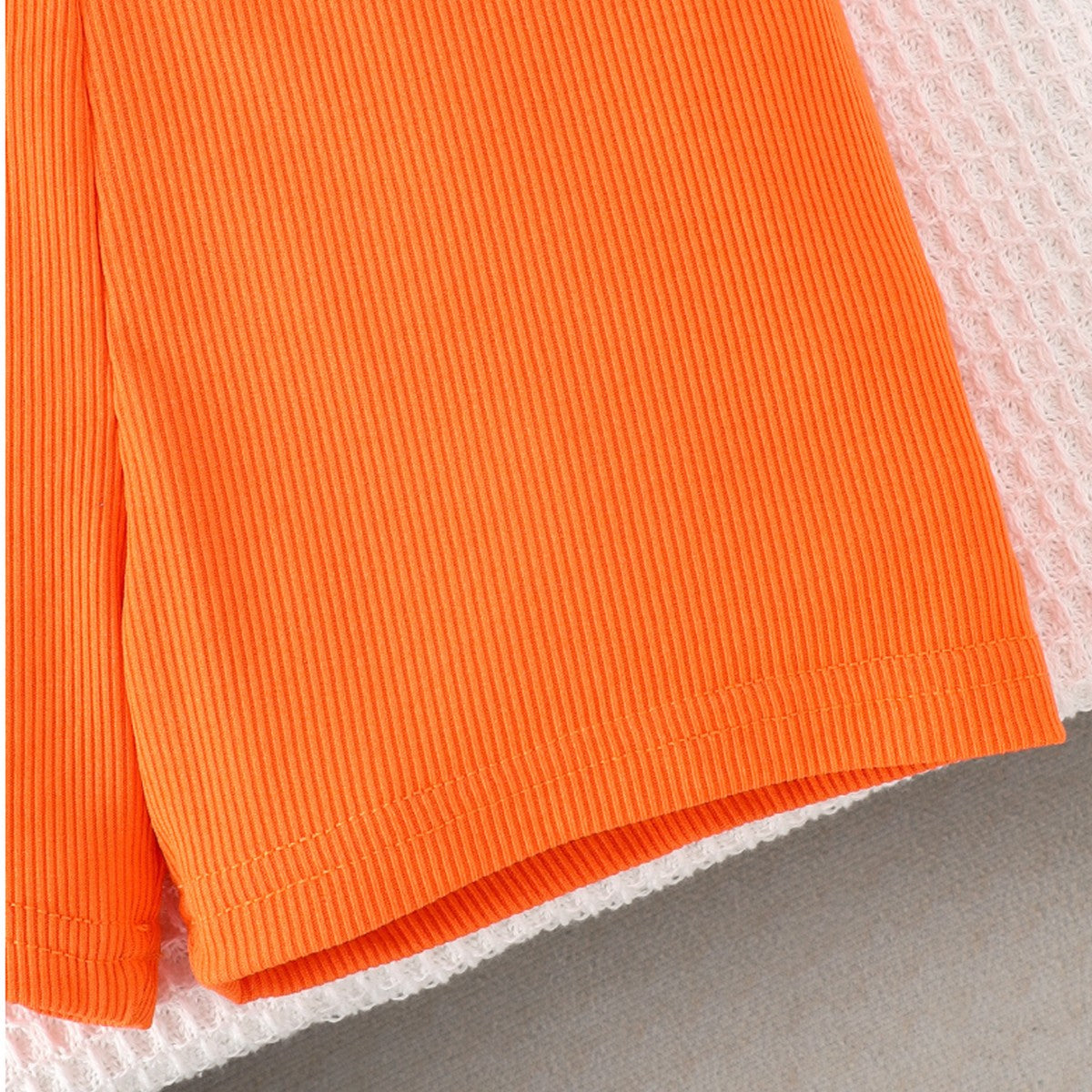 1-7 Yaş Kız Çocuk Kot Yelekli Turuncu Tulum Takımı | Yazlık Enerjik Kombin