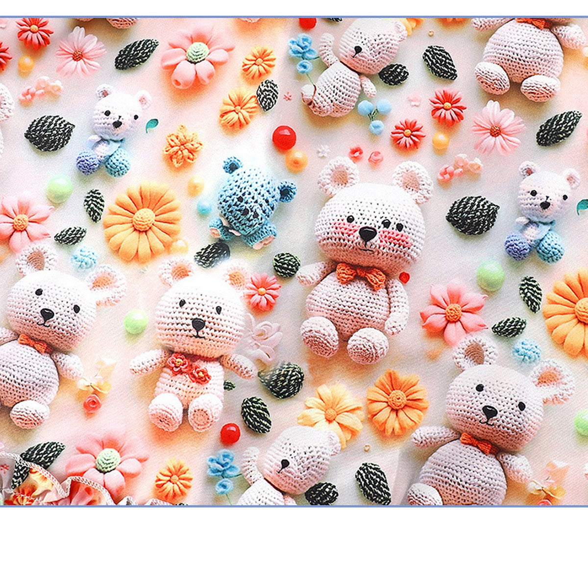 1-6 Yaş 3D Ayıcık ve Çiçek Baskılı Fırfırlı Şort Takımı – Kız