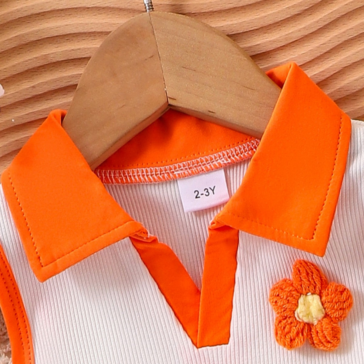 1-7 Yaş Kız Çocuk Kot Etekli Takım | Turuncu Polo Yaka Yazlık Model