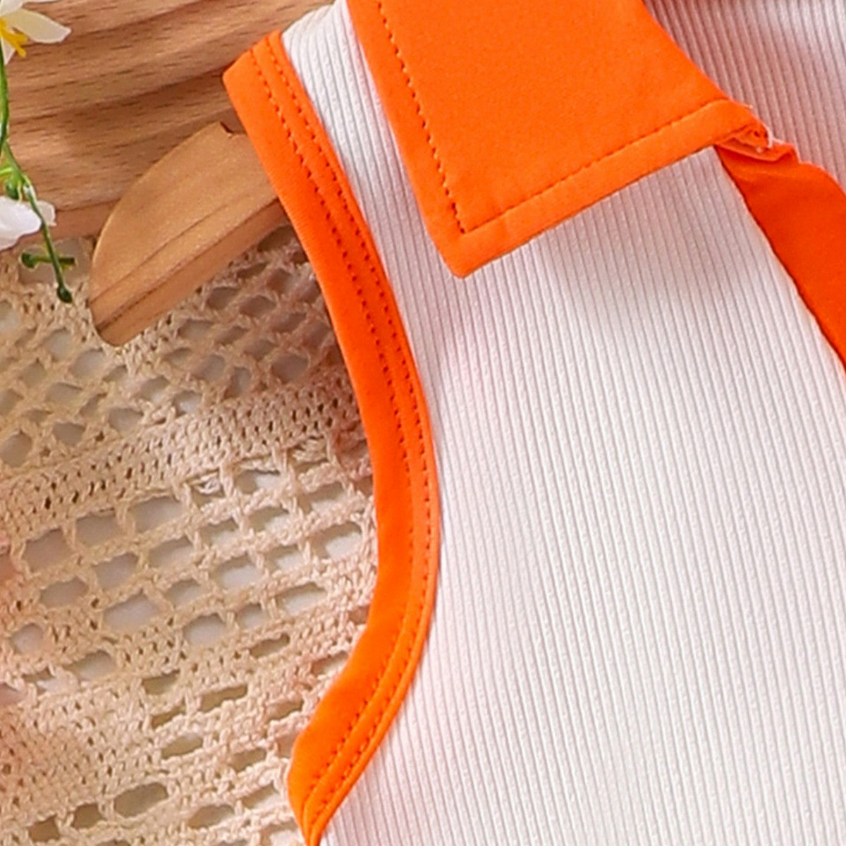 1-7 Yaş Kız Çocuk Kot Etekli Takım | Turuncu Polo Yaka Yazlık Model