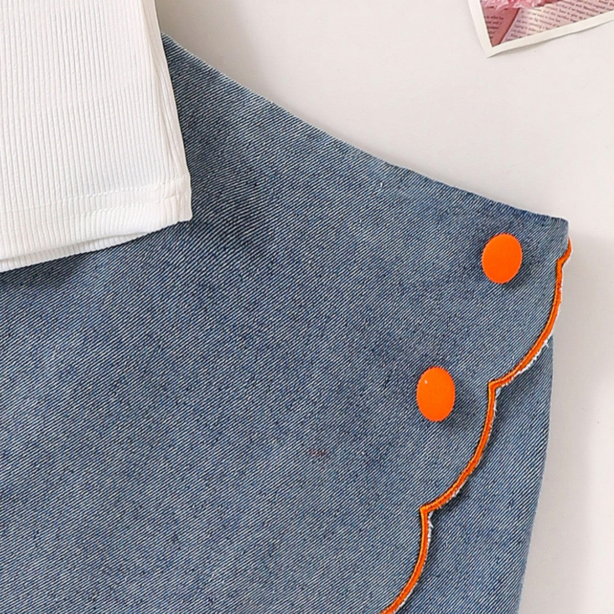 1-7 Yaş Kız Çocuk Kot Etekli Takım | Turuncu Polo Yaka Yazlık Model