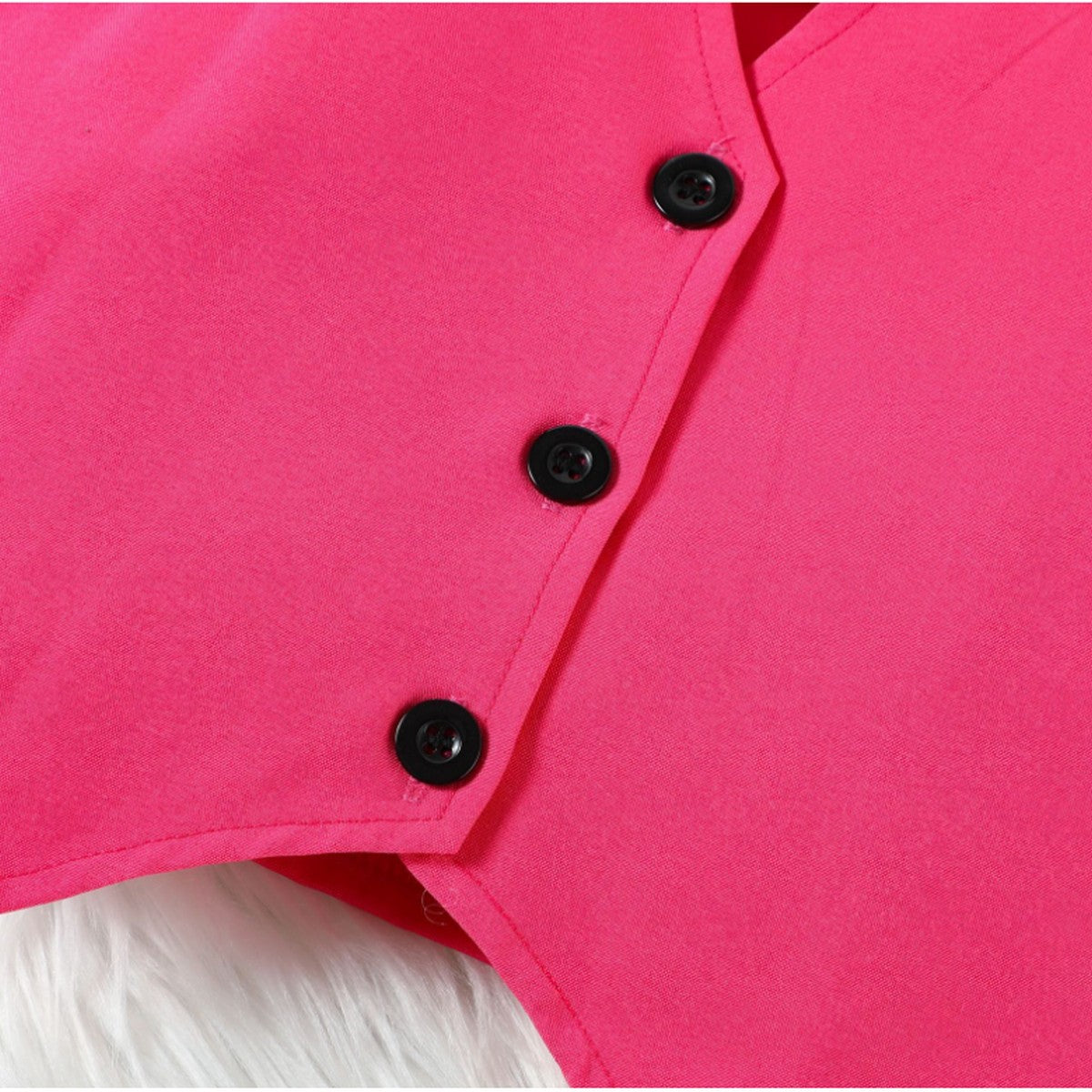 1-6 Yaş Kız Çocuk Fuşya 4'lü Takım | Şapka Yelek Etek Crop Kombin