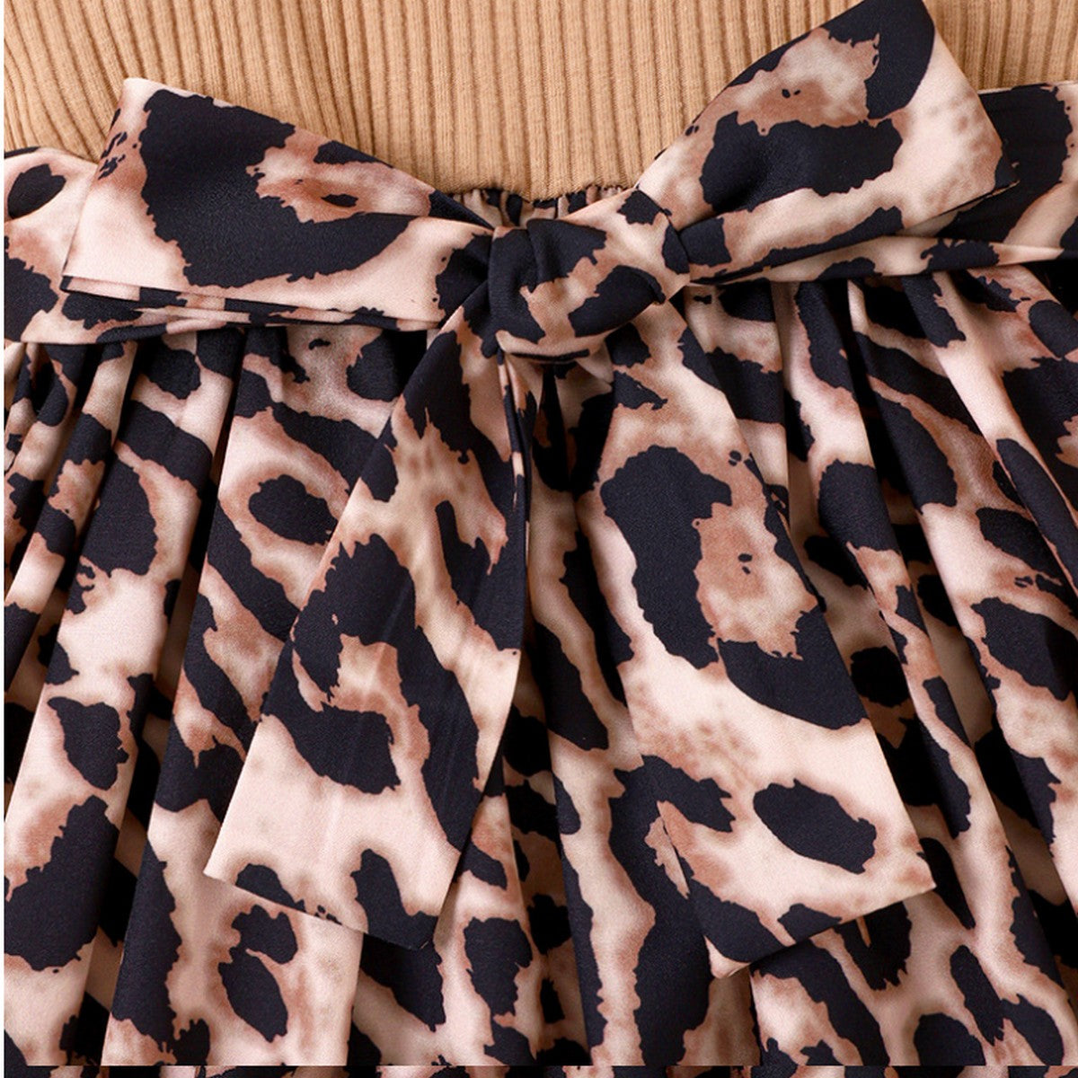 1-6 Yaş Kız Çocuk Leopar Elbise Takımı | Askılı Şapkalı Yazlık Kombin