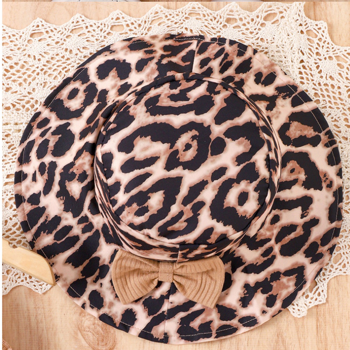 1-6 Yaş Kız Çocuk Leopar Elbise Takımı | Askılı Şapkalı Yazlık Kombin