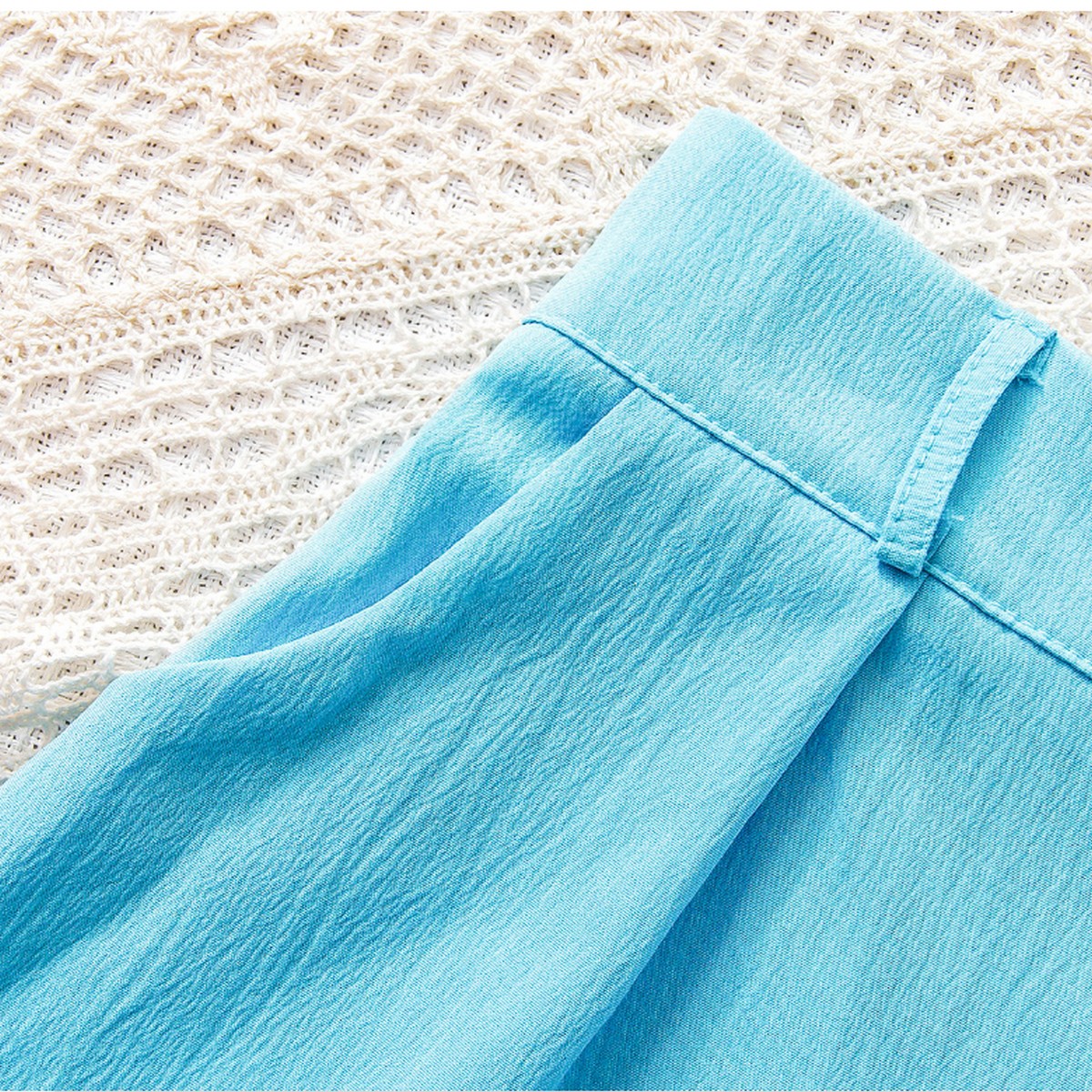 3-7 Yaş Kız Çocuk Mavi Omuz Açık Yazlık Takım | Zincirli Şortlu Kombin