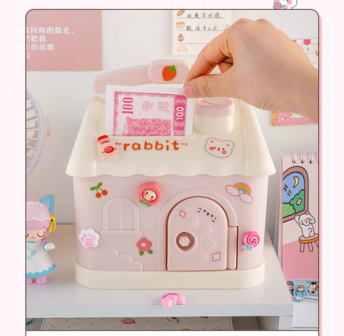 3D Sevimli Kumbara-Mavi ve Pembe Renk Seçenekleri