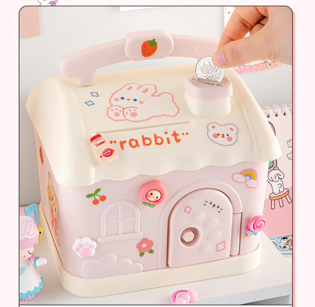 3D Sevimli Kumbara-Mavi ve Pembe Renk Seçenekleri