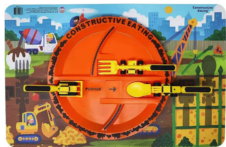 1-6 Yaş İnşaat Temalı Tabak ve Kaşık Seti – Eğlenceli Öğünler İçin