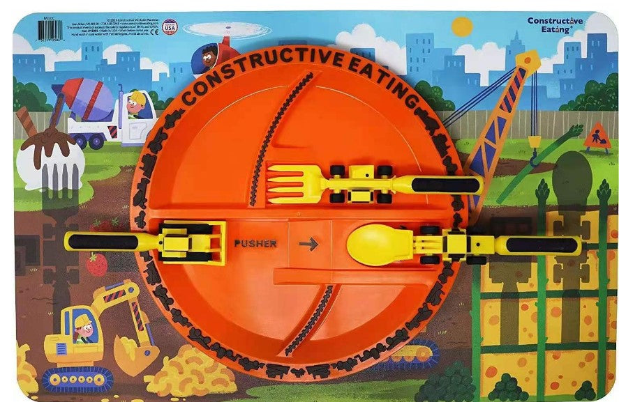 1-6 Yaş İnşaat Temalı Tabak ve Kaşık Seti – Eğlenceli Öğünler İçin