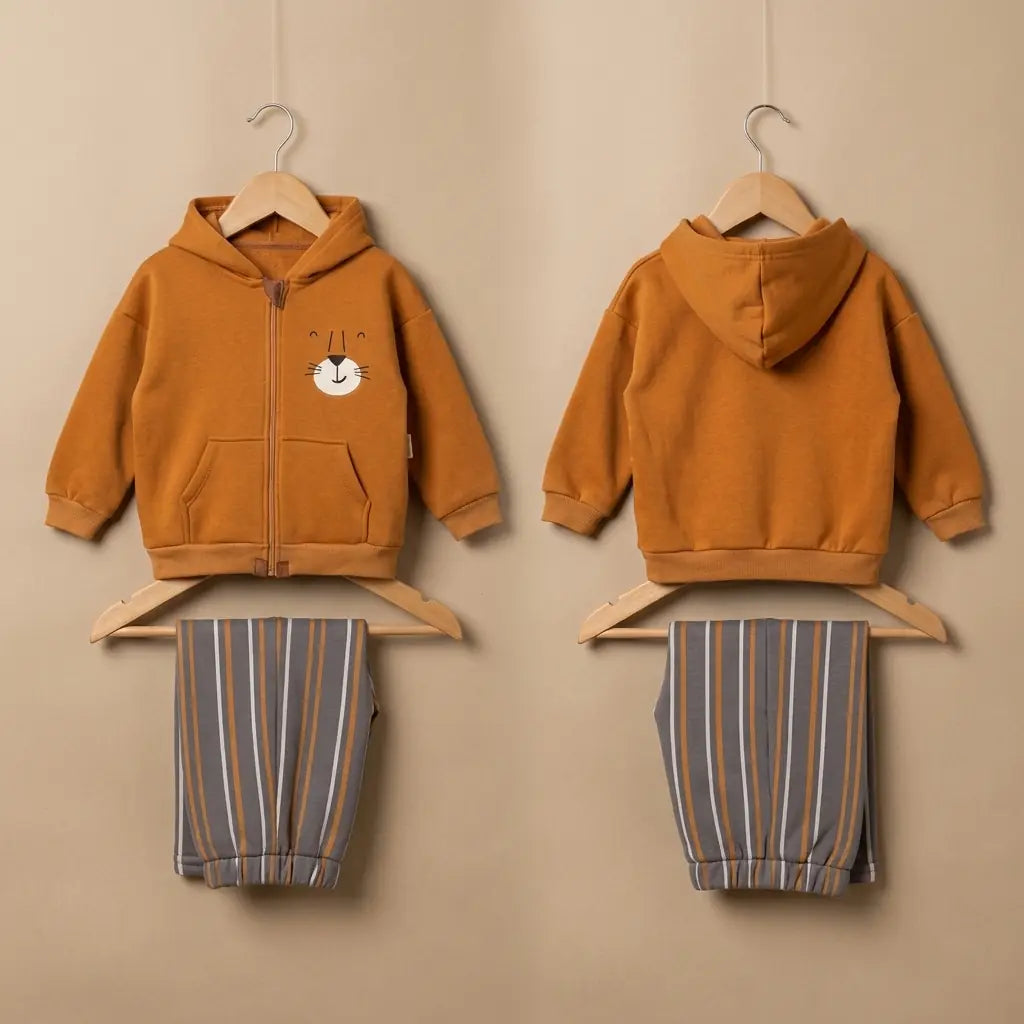 Erkek Çocuk Kışlık Takım Kapüşonlu Şardonlu 2-6 Yaş Hardal