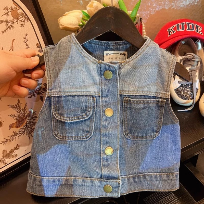 Erkek Çocuk Kot Yelek Pantolon Takımı 3-4 Yaş Outlet