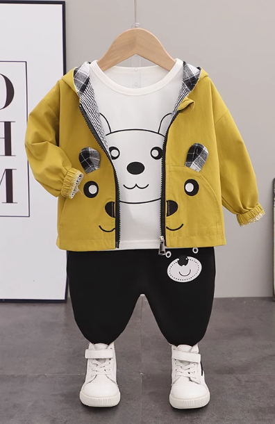 Üç Parçalı Sarı Renk Erkek Çocuk Takım 1-5 Yaş