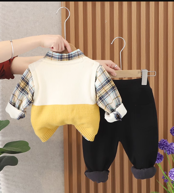 Peluşlu 3 Parçalı Erkek Çocuk Takım 10 Ay-5 Yaş