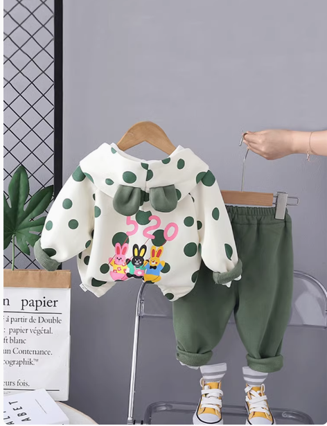 İki Parçalı Kapşonlu Kız Çocuk Takım 1-5 Yaş