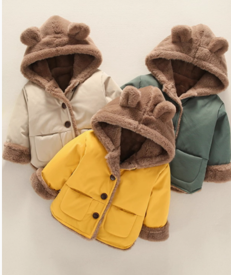 Unisex Kışlık Mont Ceket 1-5 Yaş Sarı Renk