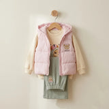 Kız Çocuk 3'lü Takım Kurdeleli Şişme Yelekli 2-5 Yaş Pembe Yeşil