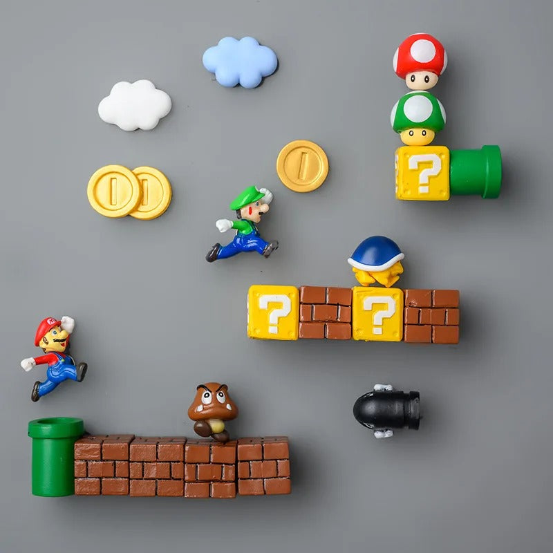 Süper Mario Duvar Buzdolabı Süsleri 3 Boyutlu Full Set