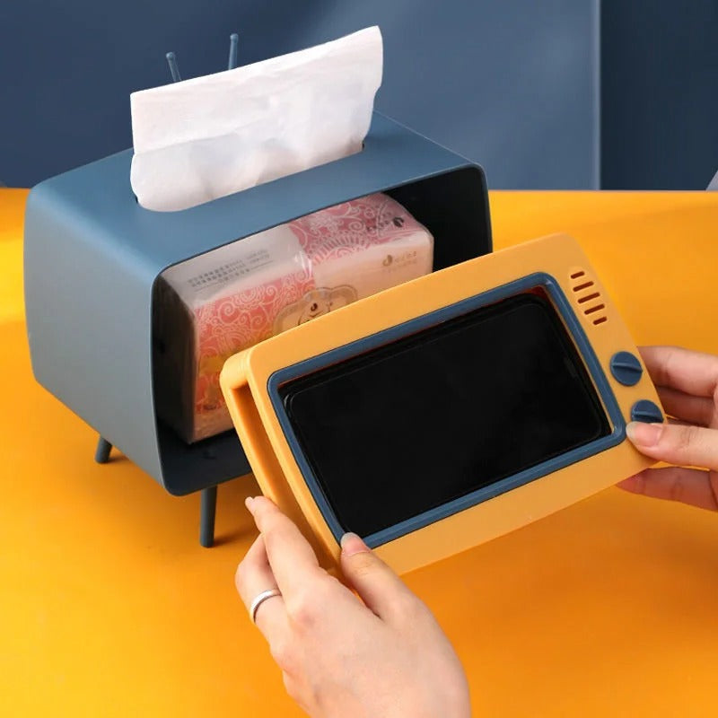 Çok Fonksiyonlu Masaüstü Peçetelikli Telefon Tutucu