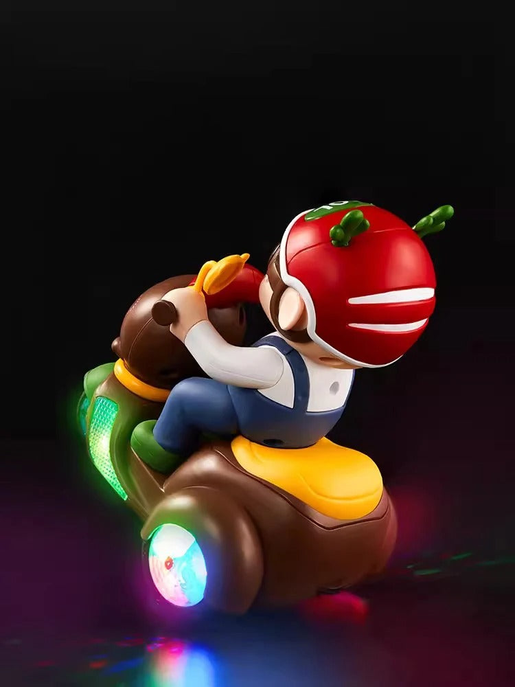 Bisiklete Binen Işıklı Sesli Müzikli Etrafında Dönebilen Motorcu