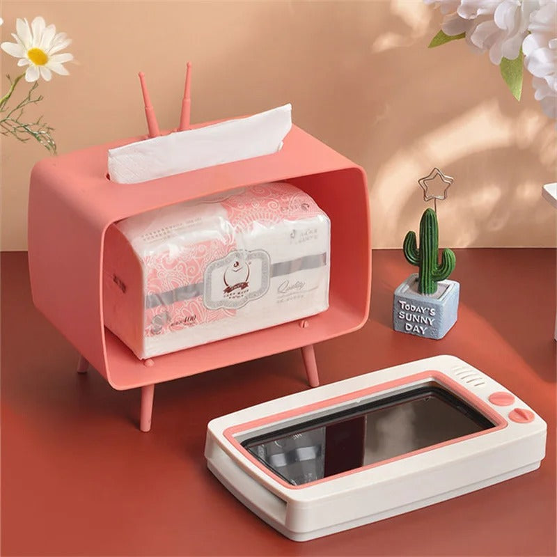 Çok Fonksiyonlu Masaüstü Peçetelikli Telefon Tutucu