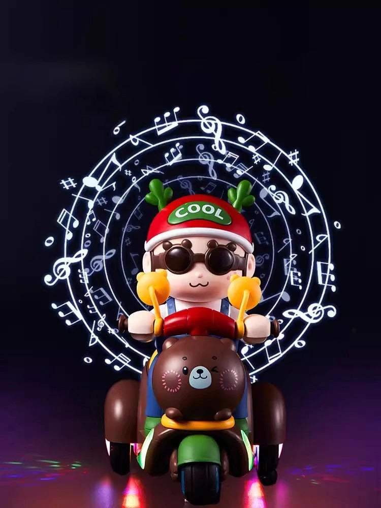 Bisiklete Binen Işıklı Sesli Müzikli Etrafında Dönebilen Motorcu